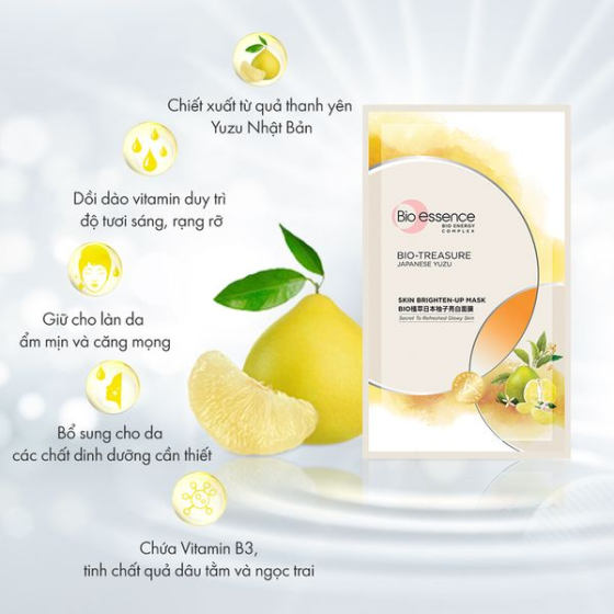 Mặt Nạ Bio-Essence Skin Brighten-Up Mask Quả Thanh Yên Yuzu Dưỡng Trắng Da 20ml