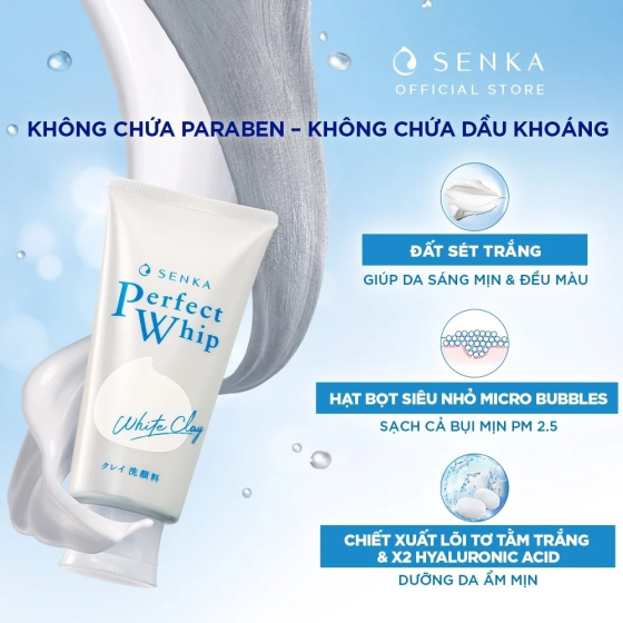Sữa rửa mặt tạo bọt đất sét trắng Senka Perfect White Clay 120g