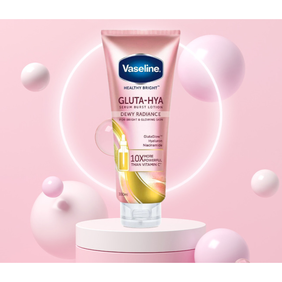 Sữa Dưỡng Thể Vaseline Gluta-Hya Serum Burst UV Lotion Dewy Radiance Sáng Da Chuyên Sâu Ban Đêm 330ml