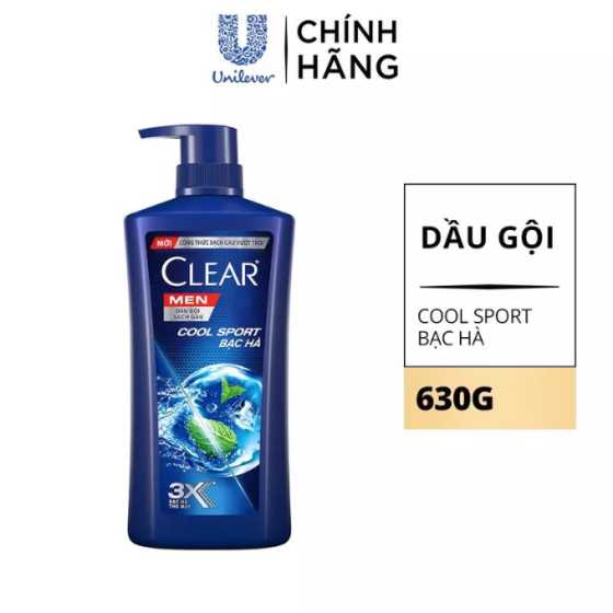 Dầu gội men mát lạnh bạc hà Clear chai 630g (1 Chai)