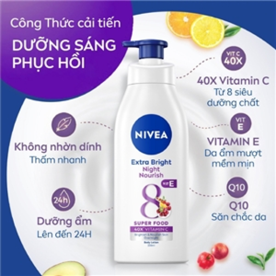 Sữa dưỡng thể sáng da ban đêm Nivea Extra Bright Night Nourish 350ml