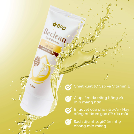 Sữa rửa mặt Beclean Sữa Gạo 150ml 