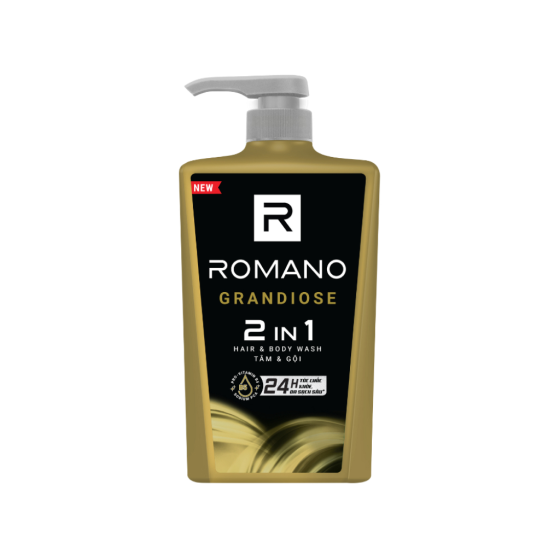 Dầu Tắm Gội Romano Grandiose Tóc Khỏe và Da Đầu Sạch Sâu Chai 650G
