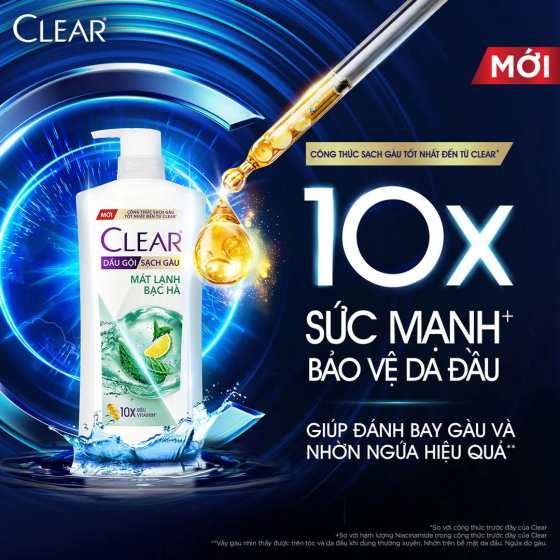 Dầu Gội Sạch Gàu Clear Mát Lạnh Bạc Hà 630g (612ml)