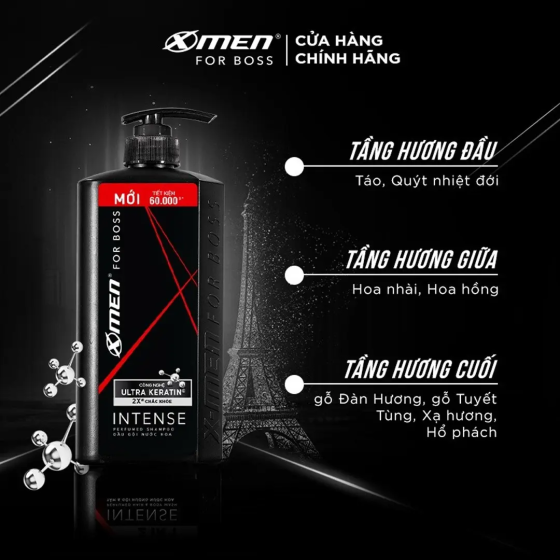 Dầu Gội X-Men For Boss Intense Hương Trầm Nội Lực 650g