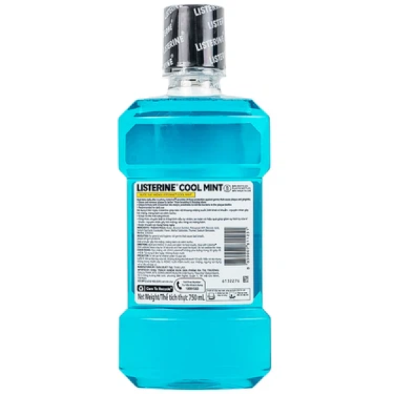Nước súc miệng Listerine Cool Mint 750ML ngừa sâu răng diệt khuẩn giữ hơi thở thơm mát dài lâu