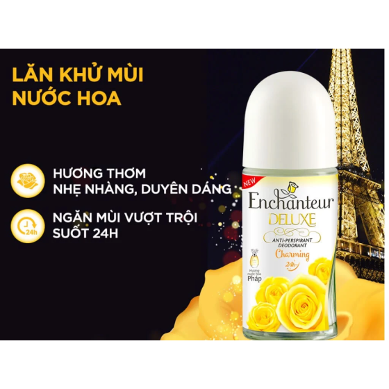Lăn Khử Mùi Enchanteur Hương Nước Hoa Charming 50ml Deluxe Anti-Perspirant Deodorant