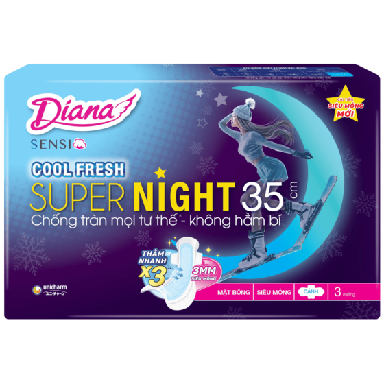Băng Vệ Sinh Diana Sensi Cool Fresh Supernight 35cm 3 Miếng