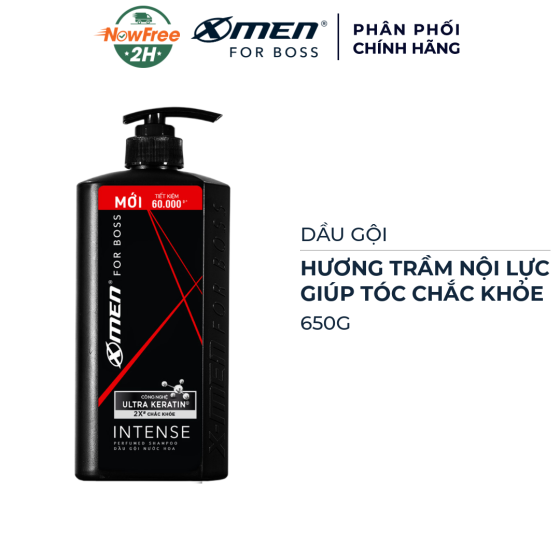 Dầu Gội X-Men For Boss Intense Hương Trầm Nội Lực 650g