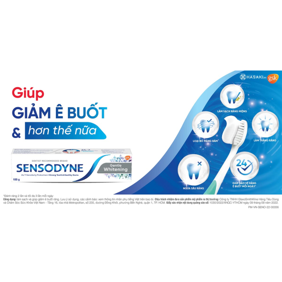 Kem đánh răng giảm ê buốt trắng răng Sensodyne Gentle Whitening 100g