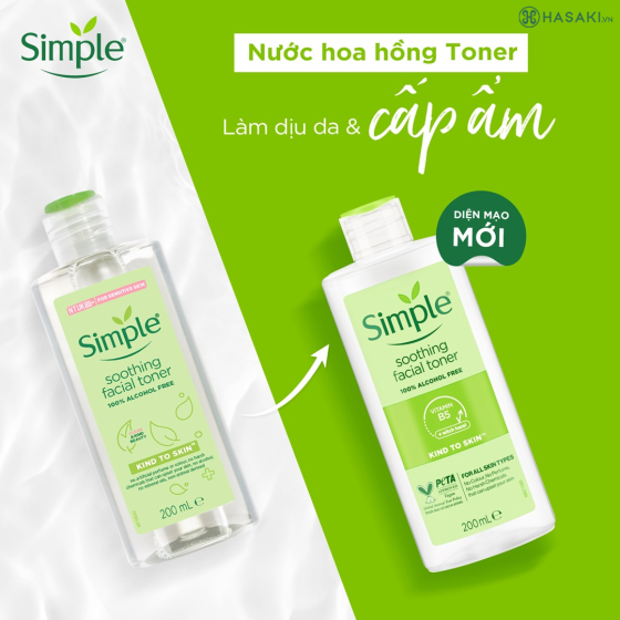 Nước Hoa Hồng Simple Làm Dịu Da & Cấp Ẩm 200ml