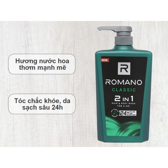 Tắm gội 2 trong 1 hương nước hoa Romano Classic 650g