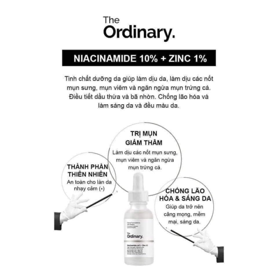 Tinh chất trị mụn, se khít lỗ chân lông The Ordinary Niacinamide 10% + Zinc 1%