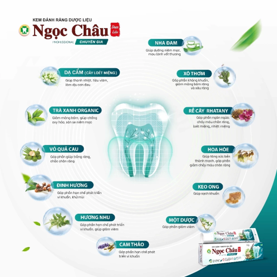 Kem đánh răng dược liệu Ngọc Châu Chuyên Gia 100g