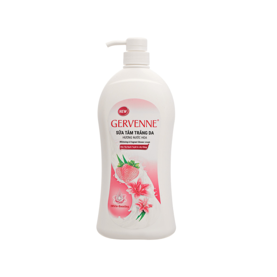 Sữa tắm trắng da Gervenne dâu tây bạch tuyết & lily hồng hương nước hoa 900g