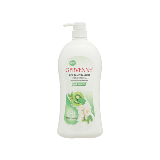Sữa tắm trắng da Gervenne kiwi & bạch trà hương nước hoa 900g