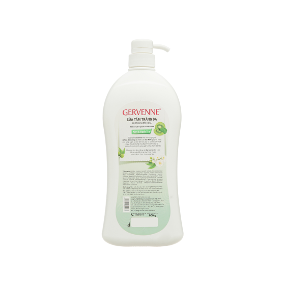 Sữa tắm trắng da Gervenne kiwi & bạch trà hương nước hoa 900g