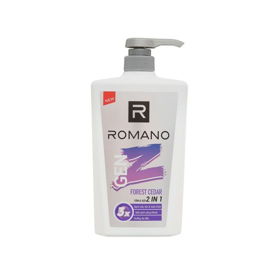 Tắm gội 2 trong 1 Romano Genz Forest Cedar sạch sâu làm sạch gàu hương gỗ Tuyết Tùng 610g