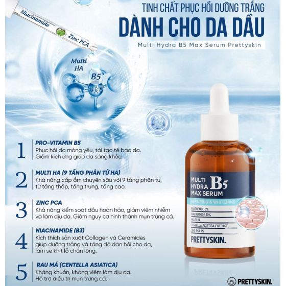 Tinh Chất Hỗ Trợ Phục Hồi Cho Da Dầu Pretty Skin Multi Hydra B5 Max Serum