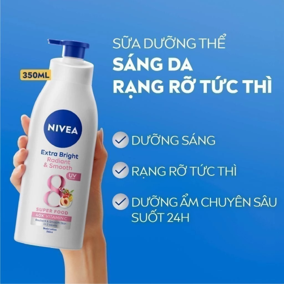 Sữa Dưỡng Thể Dưỡng Da Sáng Mịn Ban Ngày Nivea Extra White Radiant & Smooth UV Body Lotion