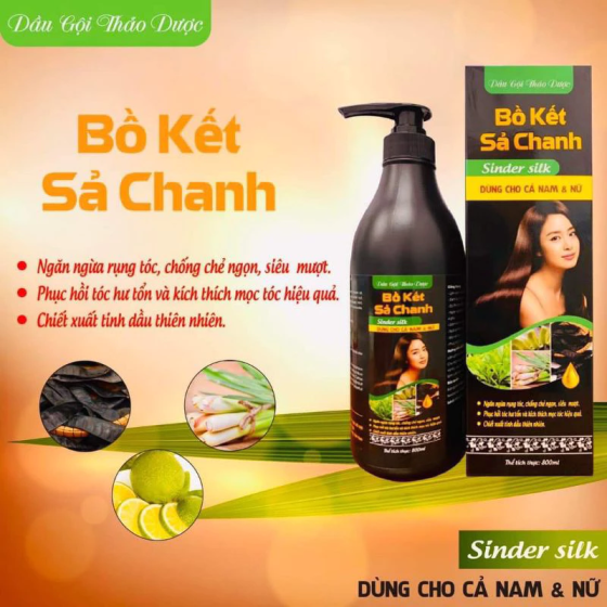 Dầu Gội Thảo Dược Bồ Kết Sả Chanh Sinder Silk 800ml
