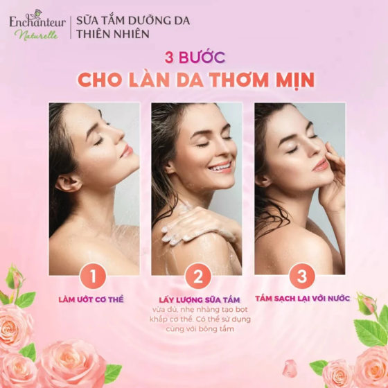 Sữa tắm dưỡng da Enchanteur Naturelle hương hoa hồng Pháp 510ML