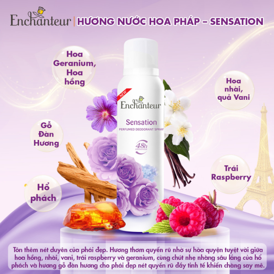 Xịt Khử Mùi Hương Nước Hoa Sensation Enchanteur 150ml