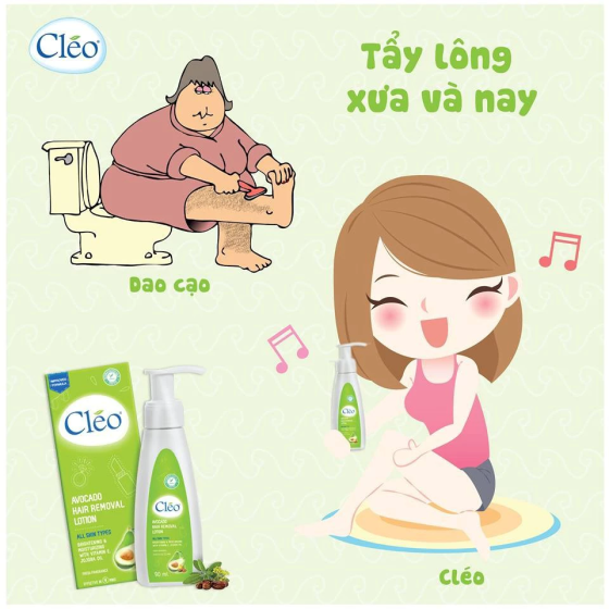 Kem tẩy lông bơ Cleo dạng sữa dành cho mọi loại da 90ml