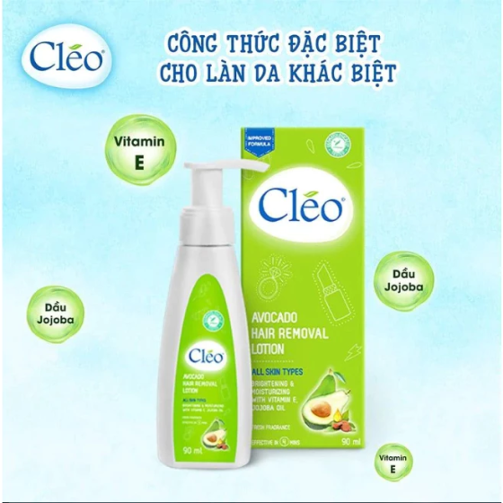 Kem tẩy lông bơ Cleo dạng sữa dành cho mọi loại da 90ml