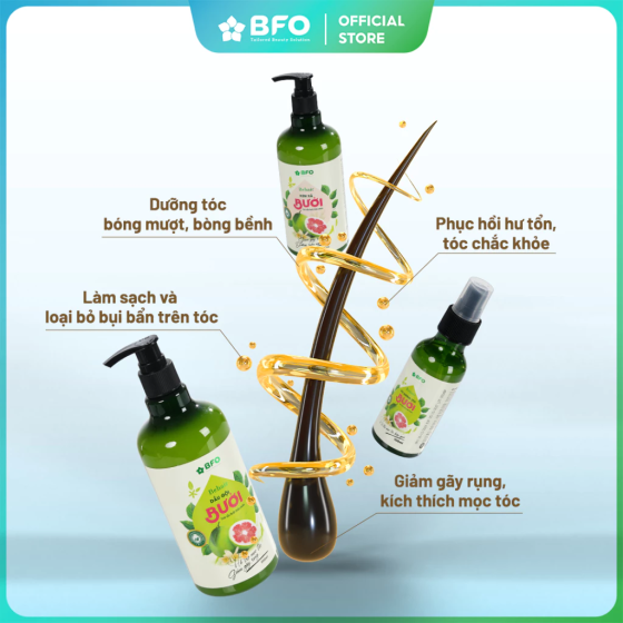 Bộ Đôi Dầu Gội Dầu Xả Bưởi Dưỡng Tóc Tinh Dầu Bưởi Mọc Tóc Phục Hồi Tóc BFO Behair 500ml
