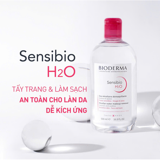 Nước Tẩy Trang Bioderma Créaline H2O Cho Da Khô, Da Nhạy Cảm 500ml (màu hồng)