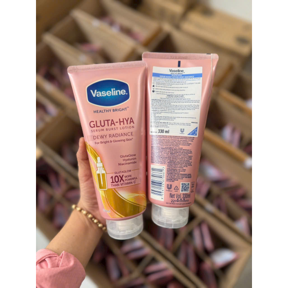Sữa Dưỡng Thể Vaseline Gluta-Hya Serum Burst UV Lotion Dewy Radiance Sáng Da Chuyên Sâu Ban Đêm 330ml