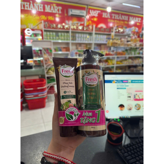 Dầu Gội Thảo Mộc Fresh Gừng & Bưởi quấn kèm