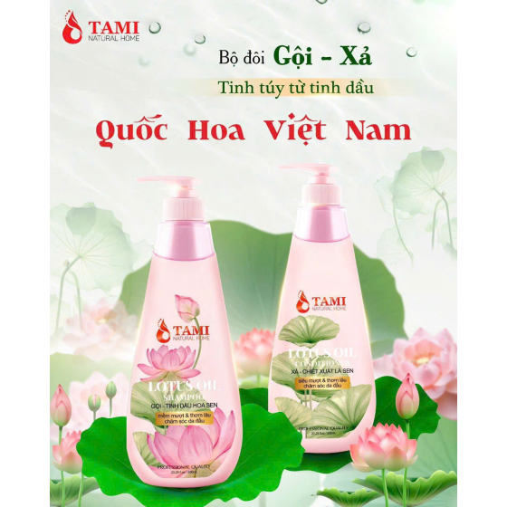 Bộ đôi gội xả Tinh Dầu Hoa Sen 600ml