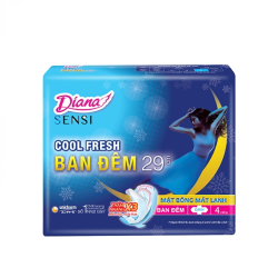 Băng vệ sinh Diana Sensi Cool Fresh Night ban đêm 29cm 4 miếng/gói