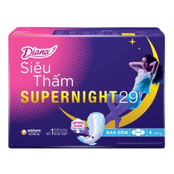 Băng Vệ Sinh Diana Siêu Thấm Supernight 29cm 4 Miếng/Gói