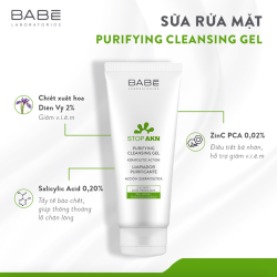 Sữa rửa mặt dịu nhẹ cho da dầu mụn Babe Stop AKN Purifying Cleansing Gel 200ml BABÉ
